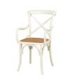 Silla de Abedul cruceta con apoyabrazos Blanco