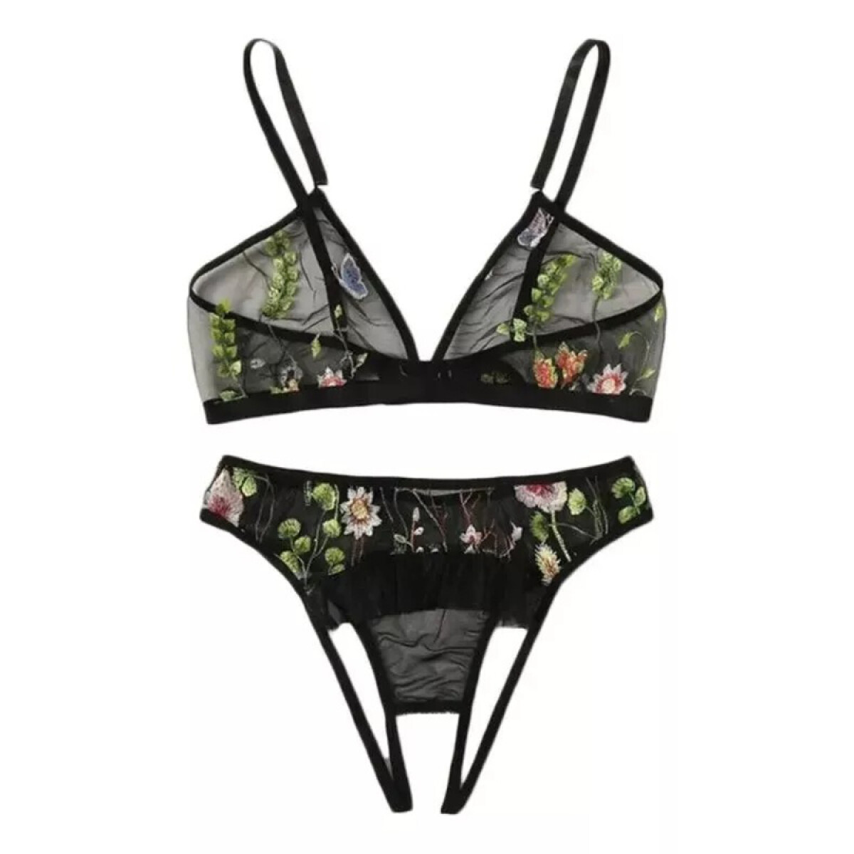Conjunto Negro con Flores 