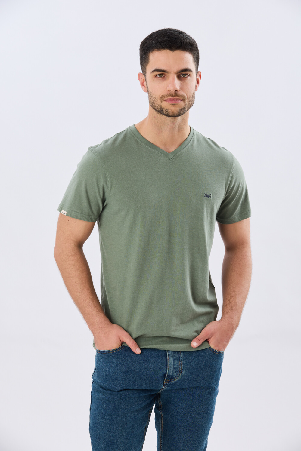REMERA BÁSICA V DE ALGODÓN Verde