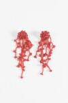 Caravanas larga flor detalles mostacillas rojo