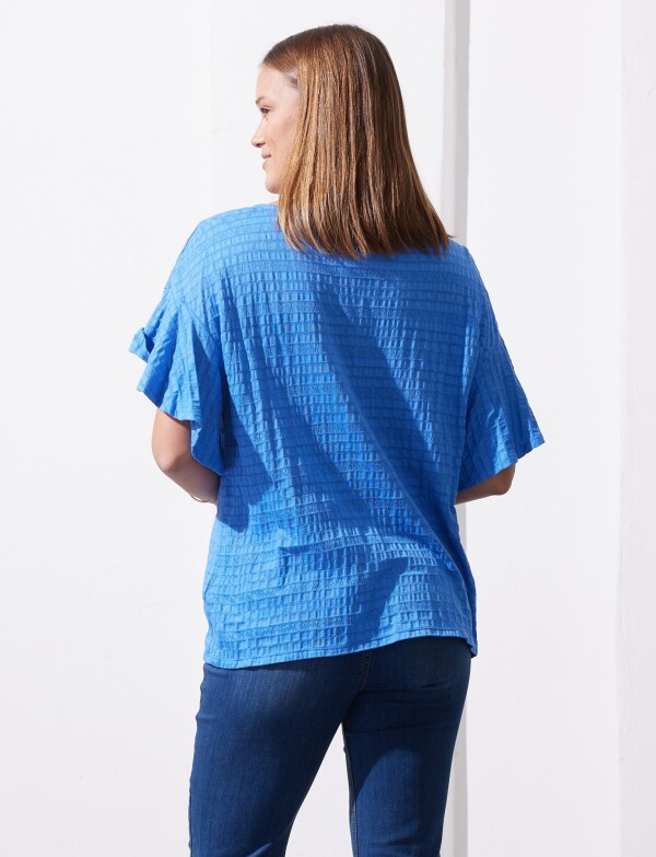Blusa Punto Smocked AZUL
