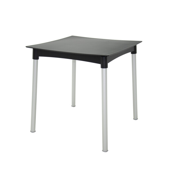 Mesa cuadrada "DIANA" negra con patas aluminio -TRAMONTINA TD0829