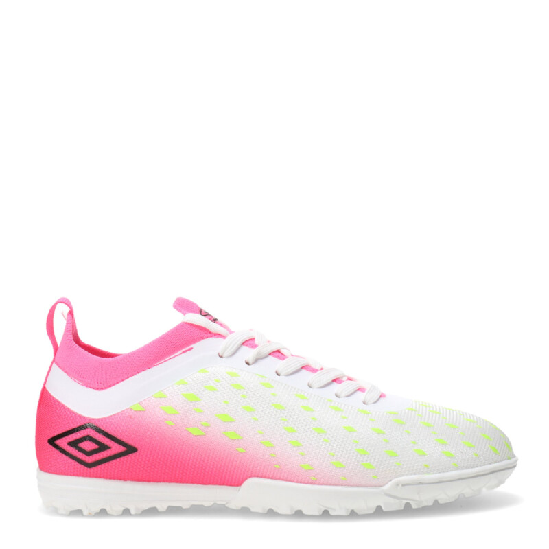 Championes Infantiles Umbro Limit TF Blanco - Rosado - Amarillo Lima