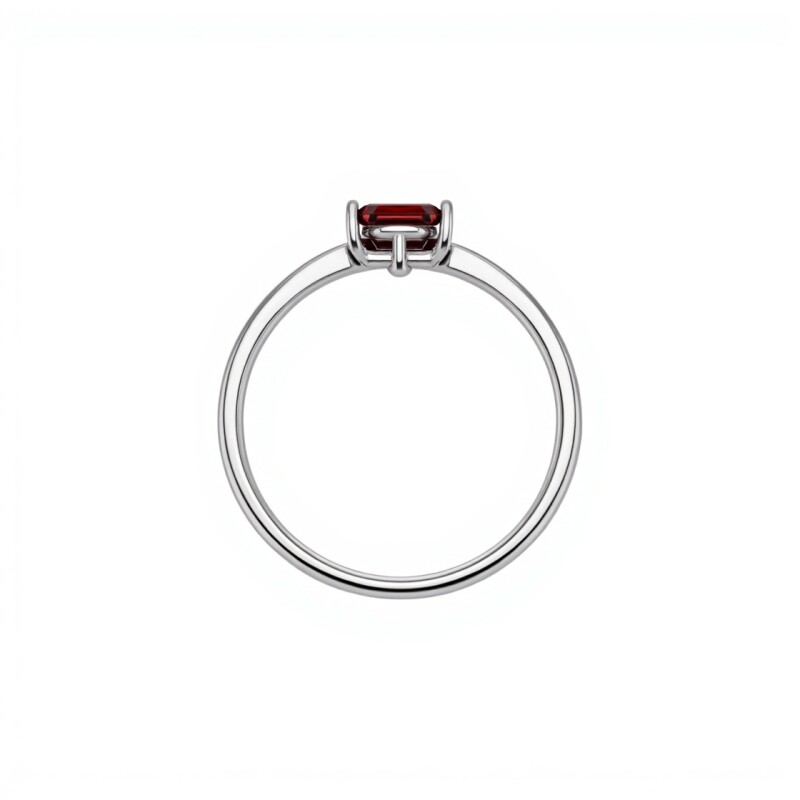 Anillo Cuadrado-Plata rodinada-Piedra Rubi-AN2021 conpiedra