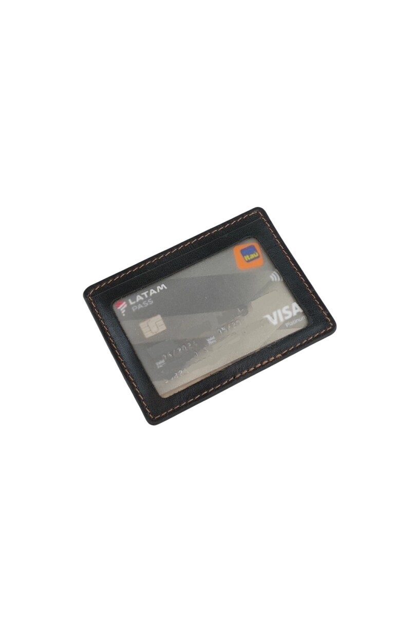 Porta Tarjetas de Cuero Compacto y Elegante. Negro