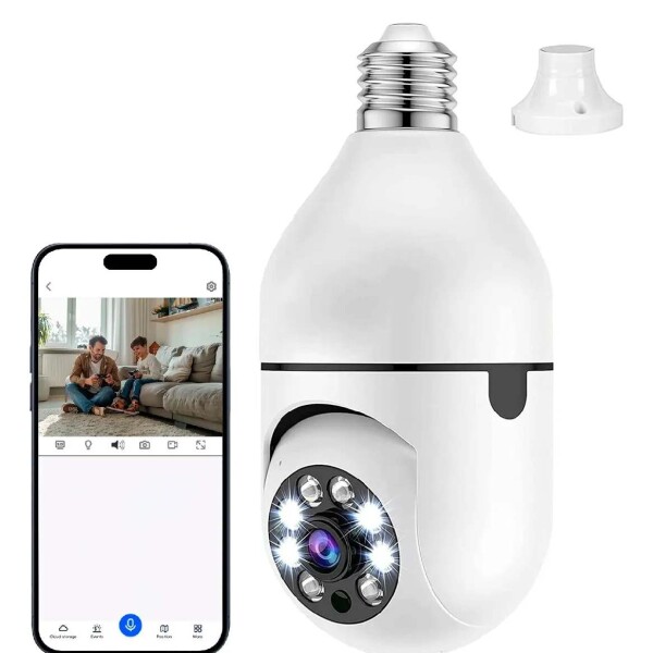 Cámara Seguridad Vigilancia 360 WiFi Graba Audio Espía Color Blanco