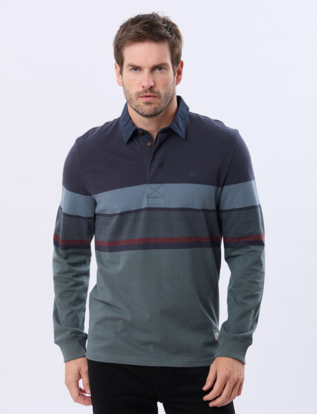 REMERA POLO RAYADA DE ALGODÓN Verde