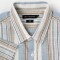 Camisa m/c efecto lino rayada azul/beige