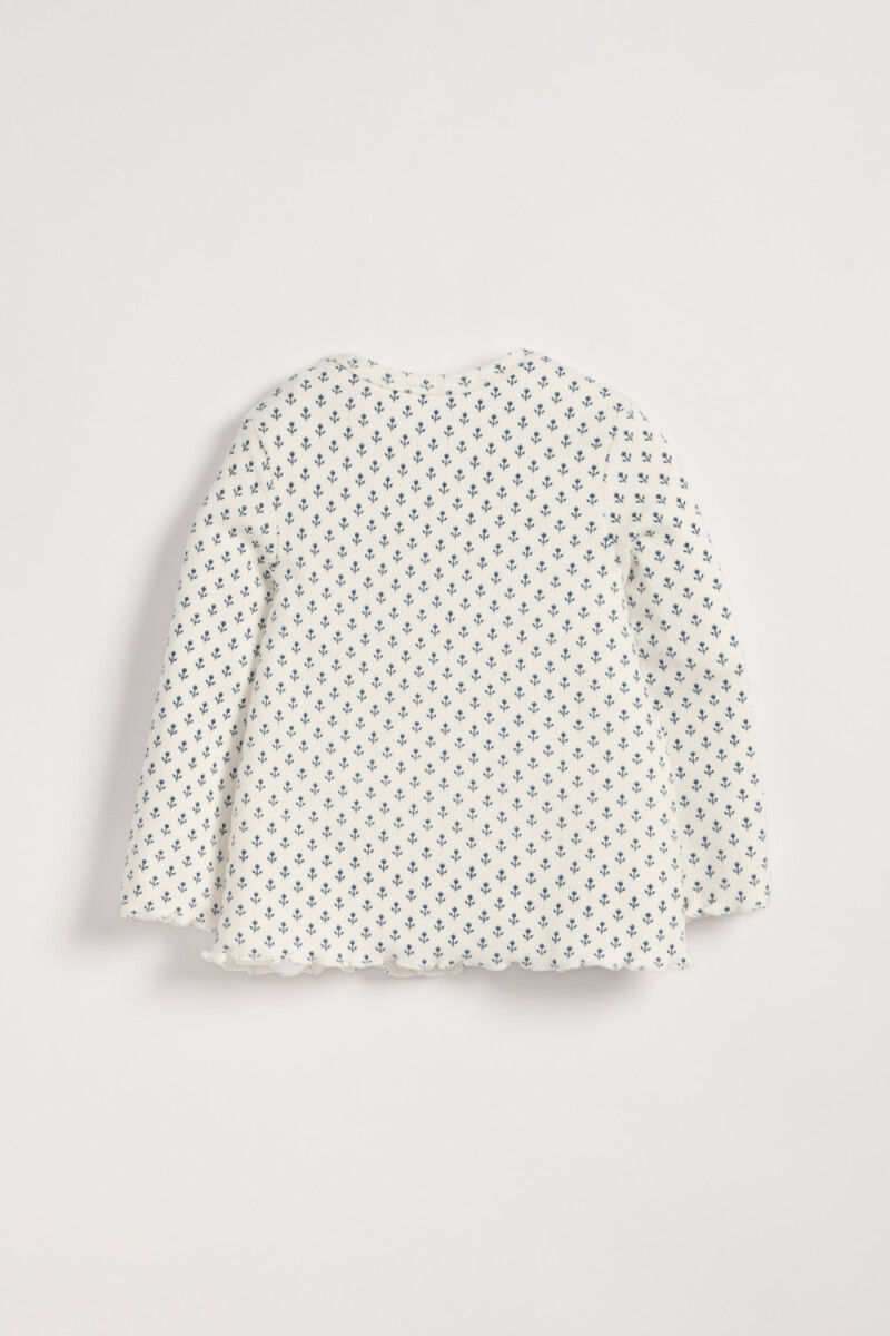 Remera rib Flores Blanco