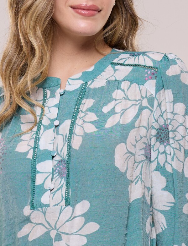 Blusa Gasa Flores VERDE/MULTI