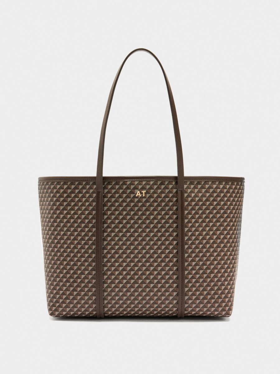 Bolso Shopper Estampado Con Bolsa Extraíble camel