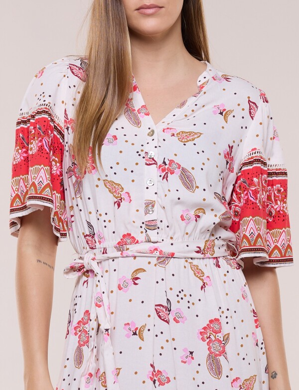 Vestido Maxi Estilo Boho Floral MULTI/ROJO