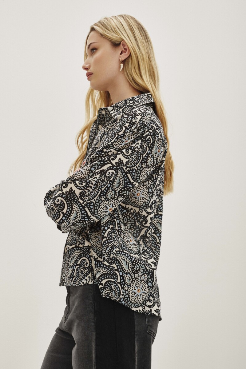 Camisa Lina Mosaic Azul