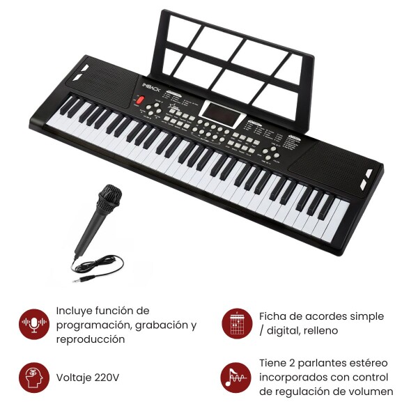 Teclado Instrumento Musical Electrónico Órgano de 61 Teclas 200 Tonos y Ritmos + Micrófono ITM008 Teclado Instrumento Musical Electrónico Órgano de 61 Teclas 200 Tonos y Ritmos + Micrófono ITM008