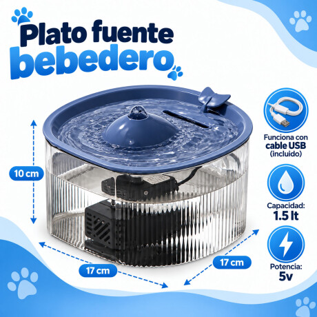 Fuente Bebedero Ballena Para Mascotas 1,5L USB 5V Azul