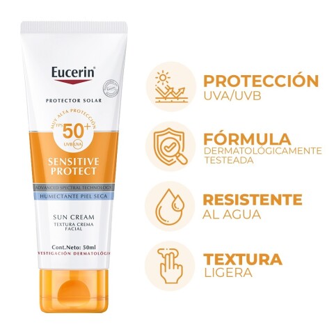 Eucerin Sensitive Protect Protector solar facial humectante FPS50+ Eucerin Sensitive Protect Protector solar facial humectante FPS50+