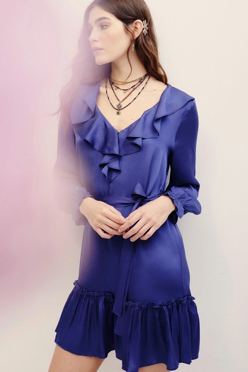 VESTIDO VOLADO PLAIN Azul