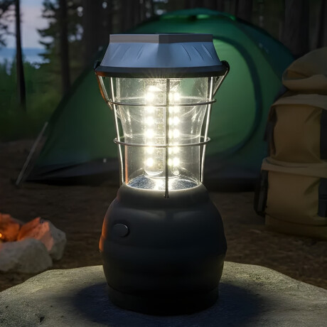 Farol recargable con dinamo solar 12 V NEGRO