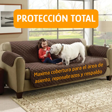 Cubre Asiento Protector Para Sofá 3Plazas Reversible Lavable Marrón