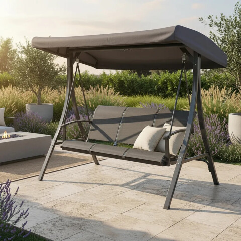 HAMACA DE JARDIN CON TECHO GRIS N8017 HAMACA DE JARDIN CON TECHO GRIS N8017