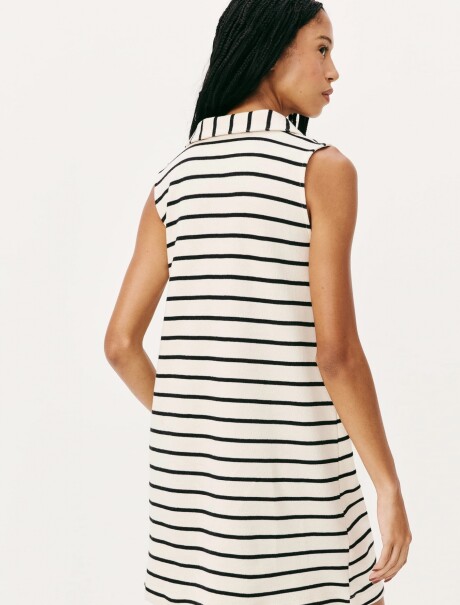 VESTIDO CORTO SIN MANGAS CON CUELLO TIPO POLO BLANCO