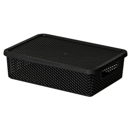 Caja Canasto Organizador c/ Tapa Línea Paramount 27x19.5x7Cm Negro