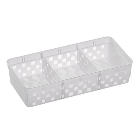 Caja Organizadora Plástica Quadratta c/ Divisiones 23x11x5Cm Blanco