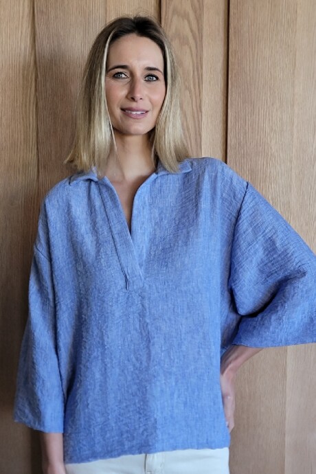 Bluson Ambar Lino Azul Melange