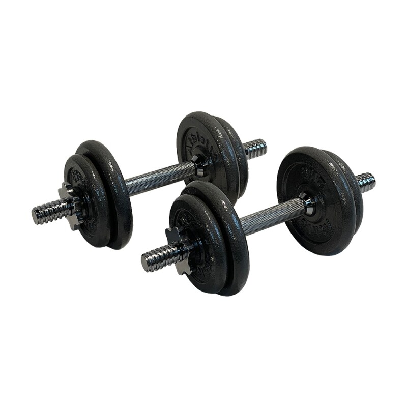 Set De Mancuernas Y Barra Gris Con Valija Athletic 30Kg Negro
