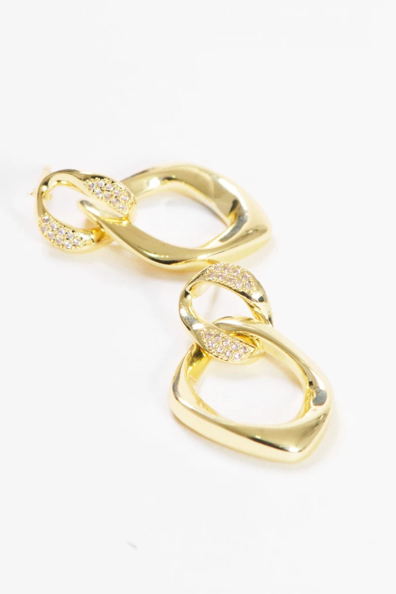 Caravanas eslabón strass dorado