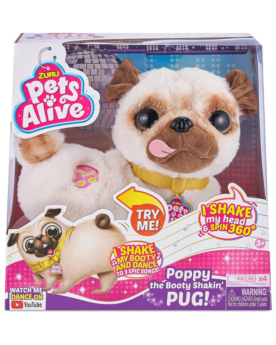 Perrito Zuru Pets Alive Poppy Pug con sonidos y movimientos 