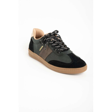 Zapatilla Cuero Combinada Negro