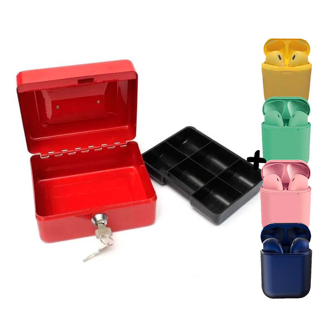 Caja De Seguridad Con Particiones + Auriculares - rojo 