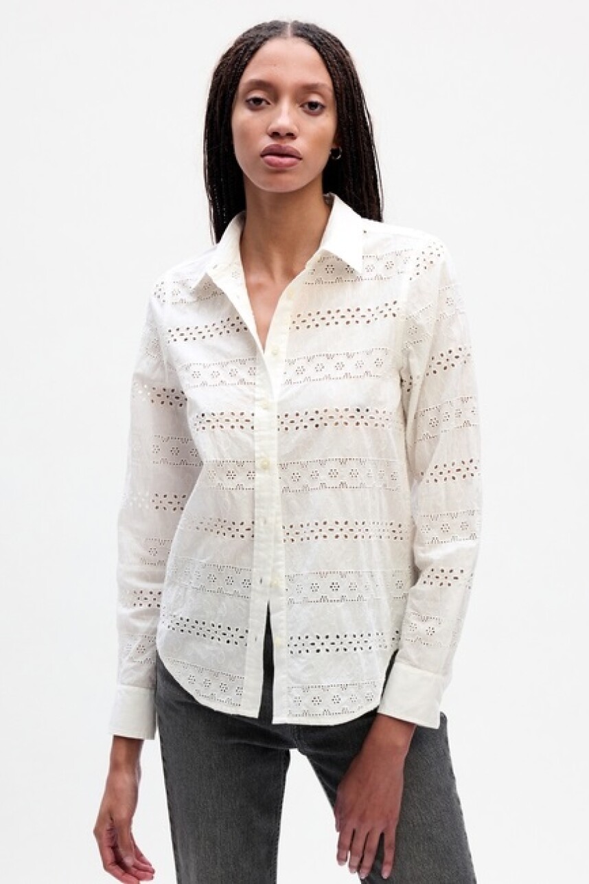 Camisa Broderie Mujer New Off White