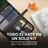 Set Arte Dibujo Kit 72 Pcs Lápices Colores Cuaderno Estuche Negro