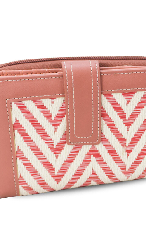 BILLETERA AGNES ZIGZAG CRUDO Y CORAL