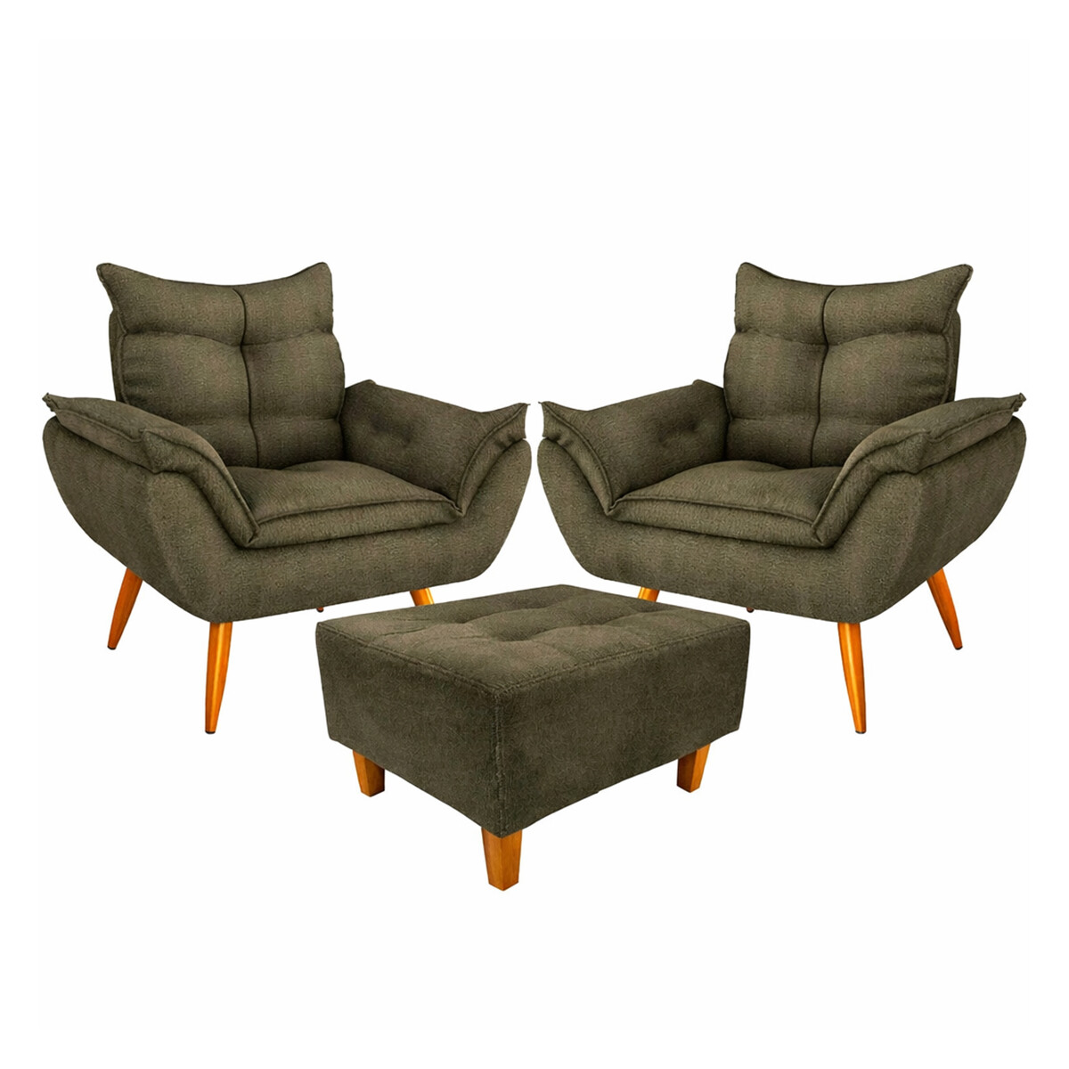 Set de 2 sillones Incluye 1 Apoyapiés Promo - Marrón 
