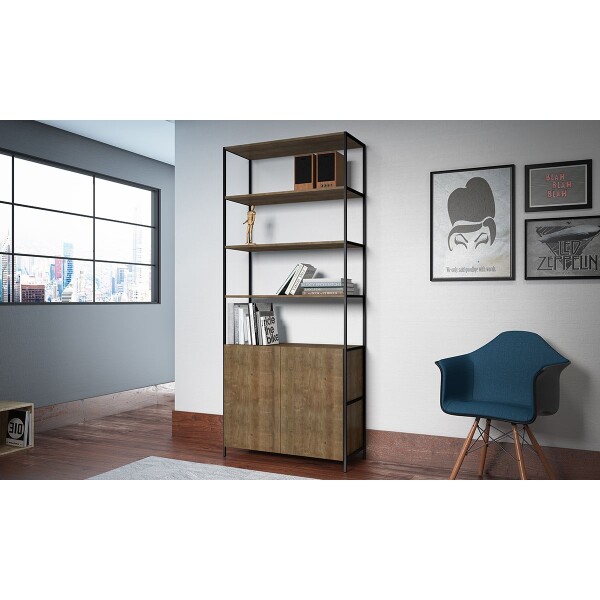 Biblioteca Metro 2 Puertas Mdp 4 Estantes Blm2p805mn BIBLIOTECA METRO 2 PUERTAS