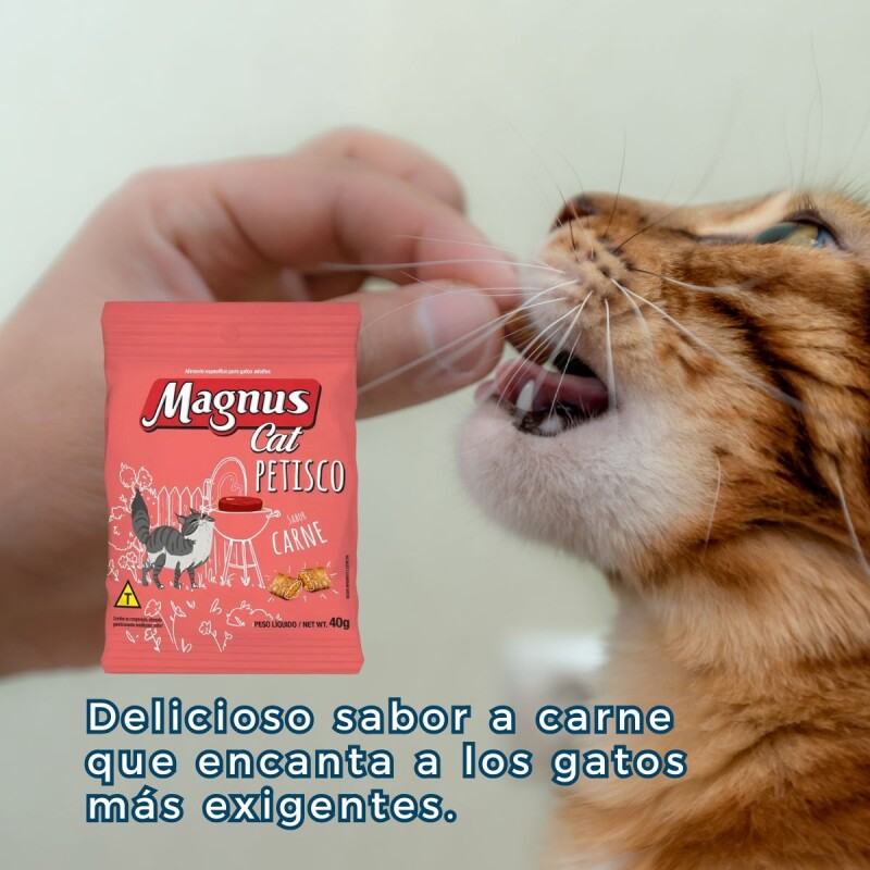 SNACK MAGNUS CAT PETISCO 40 GRAMOS SABOR CARNE