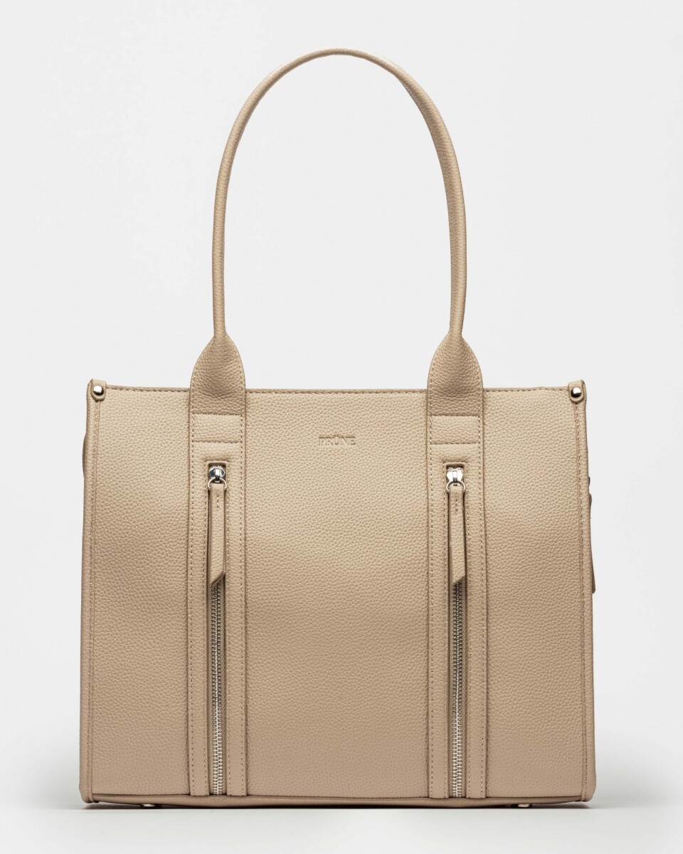 Shopper Oak En Efecto Cuero Graneado - Natural 