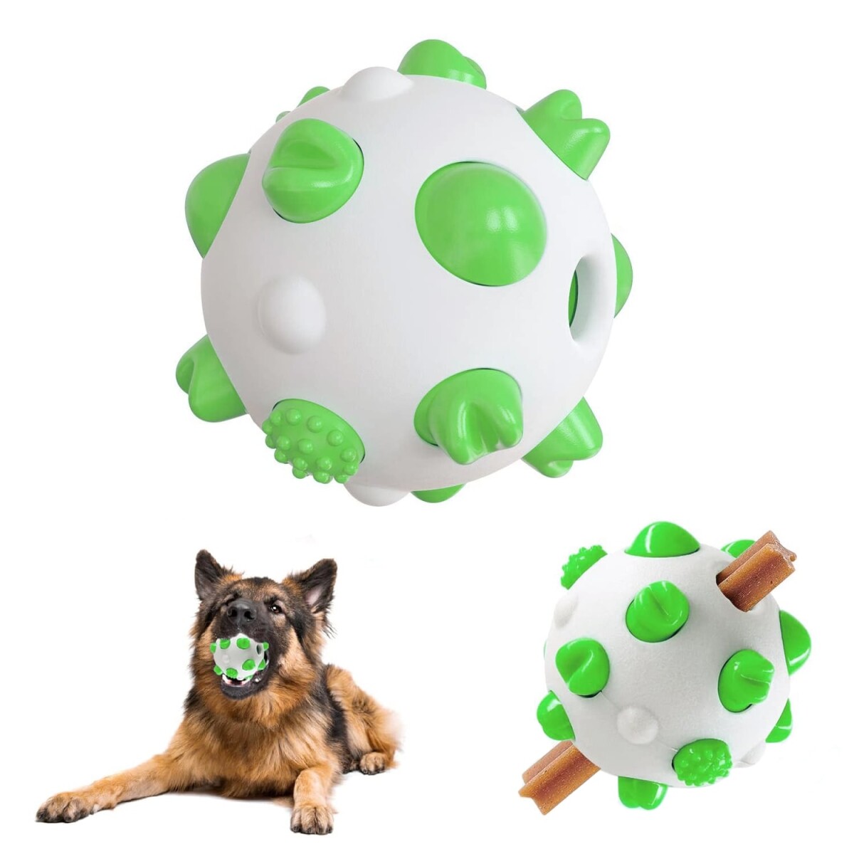 Pelota Juguete Perros Molar Macizo Limpia Dientes Resistente - Color Variante Blanco Verde 