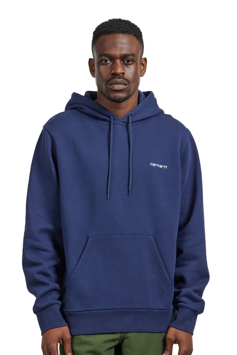 HOODED SCRIPT EMBROIDERY SWEAT Azul