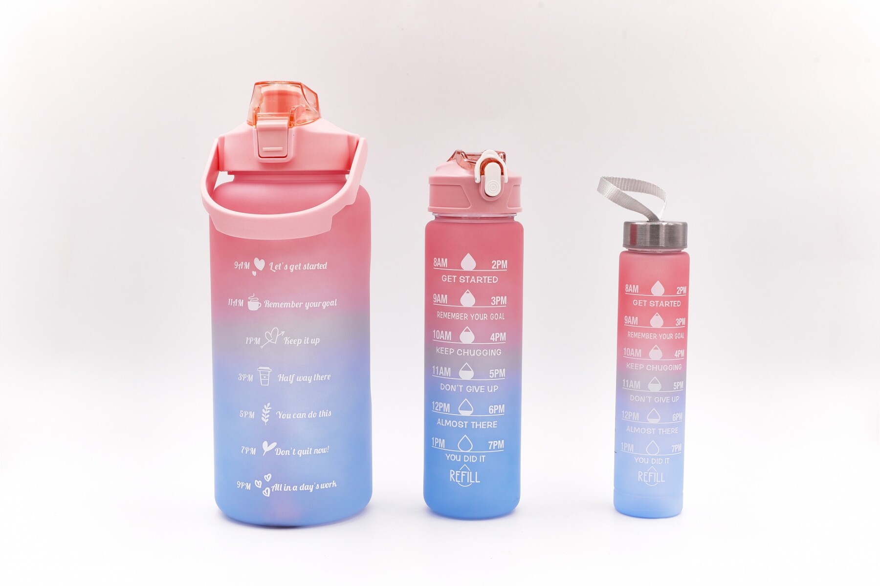 JUEGO DE BOTELLAS 3 PIEZAS (ROSA Y AZUL) 