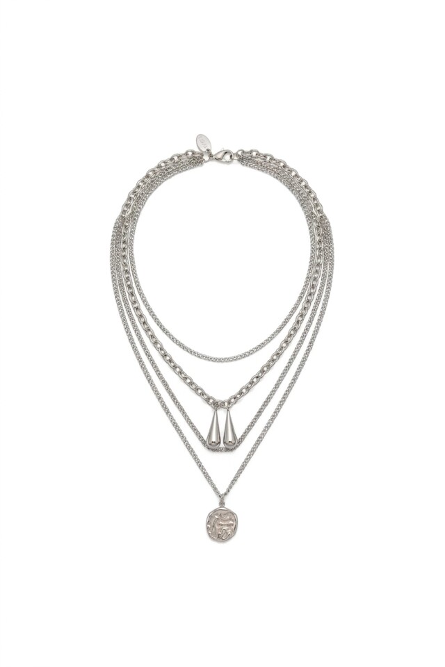 Collar de acero boho plateado