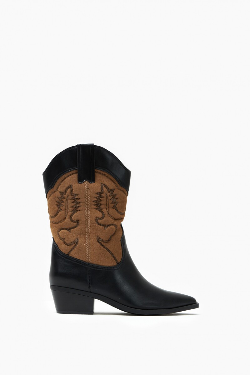 Bota tejana bicolor negro