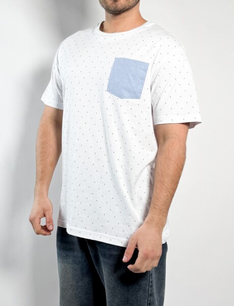 Remera estampada con bolsillo Calamaro Blanco