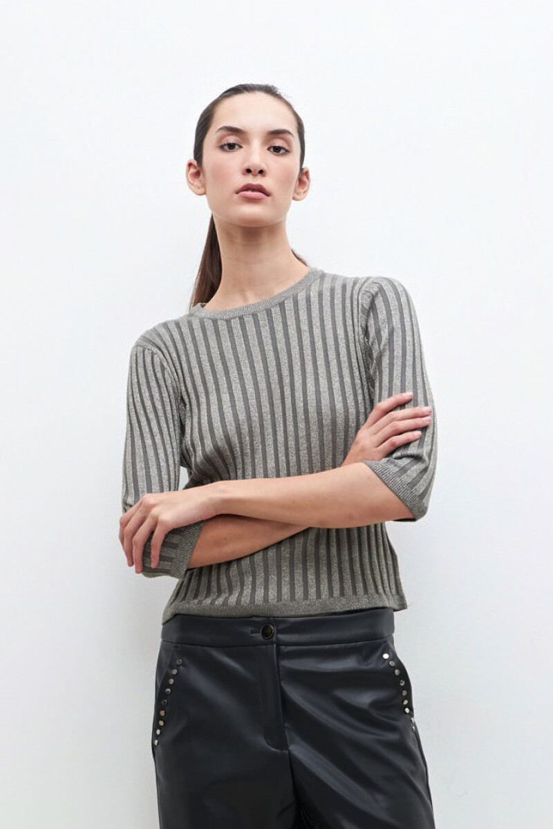 Sweater canale lurex gris