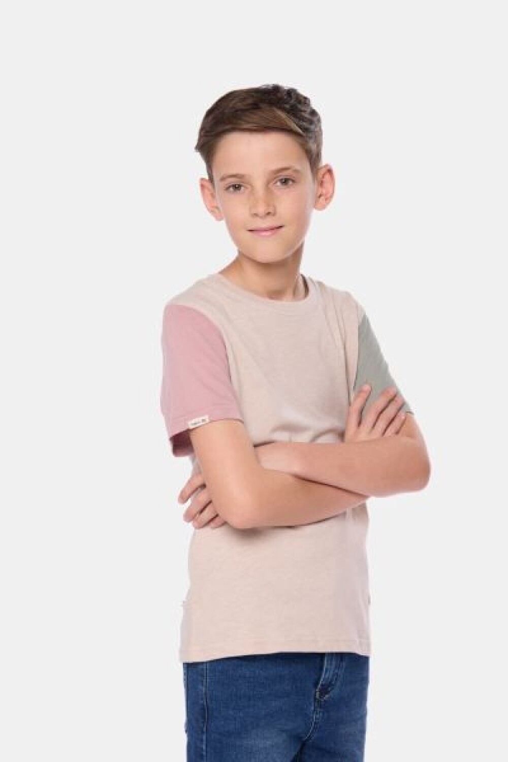 REMERA LISA COMBINADA Beige