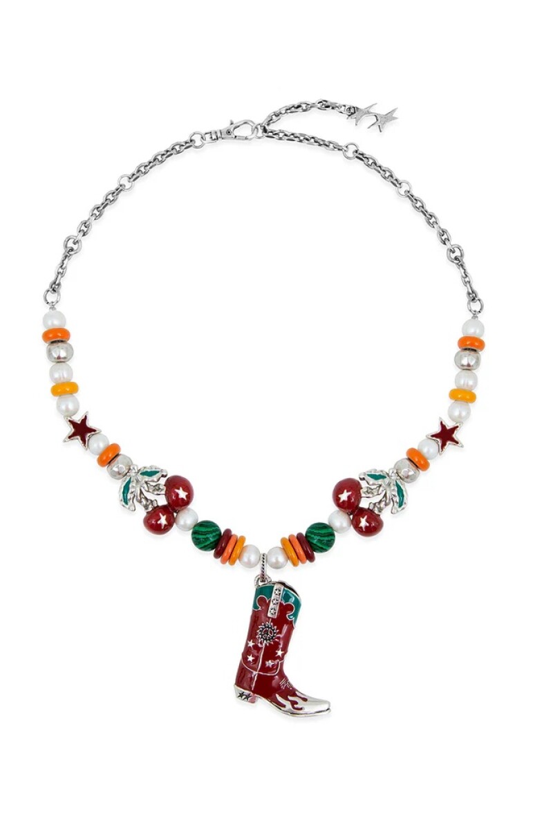 Summer Boot Necklace Plata