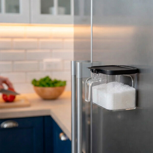 Especiero Salero Pimentero Magnético Frasco Contenedor Negro L